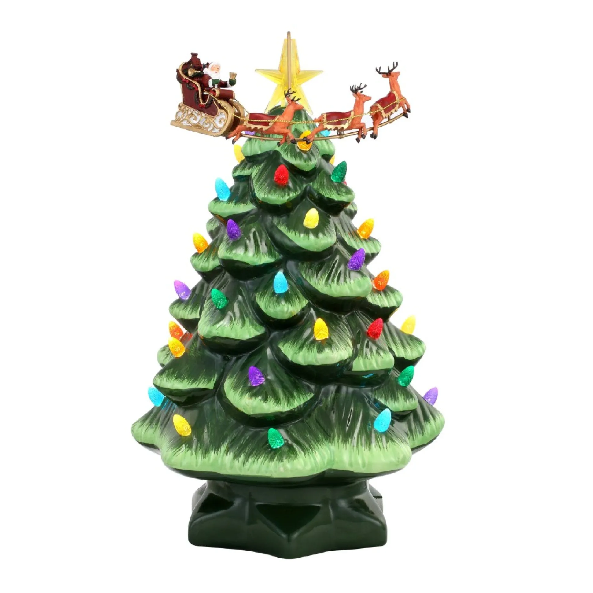 Clearance Mr. Christmas 14" Animated Nostalgic Ceramic Tree - Santa's Sleigh
