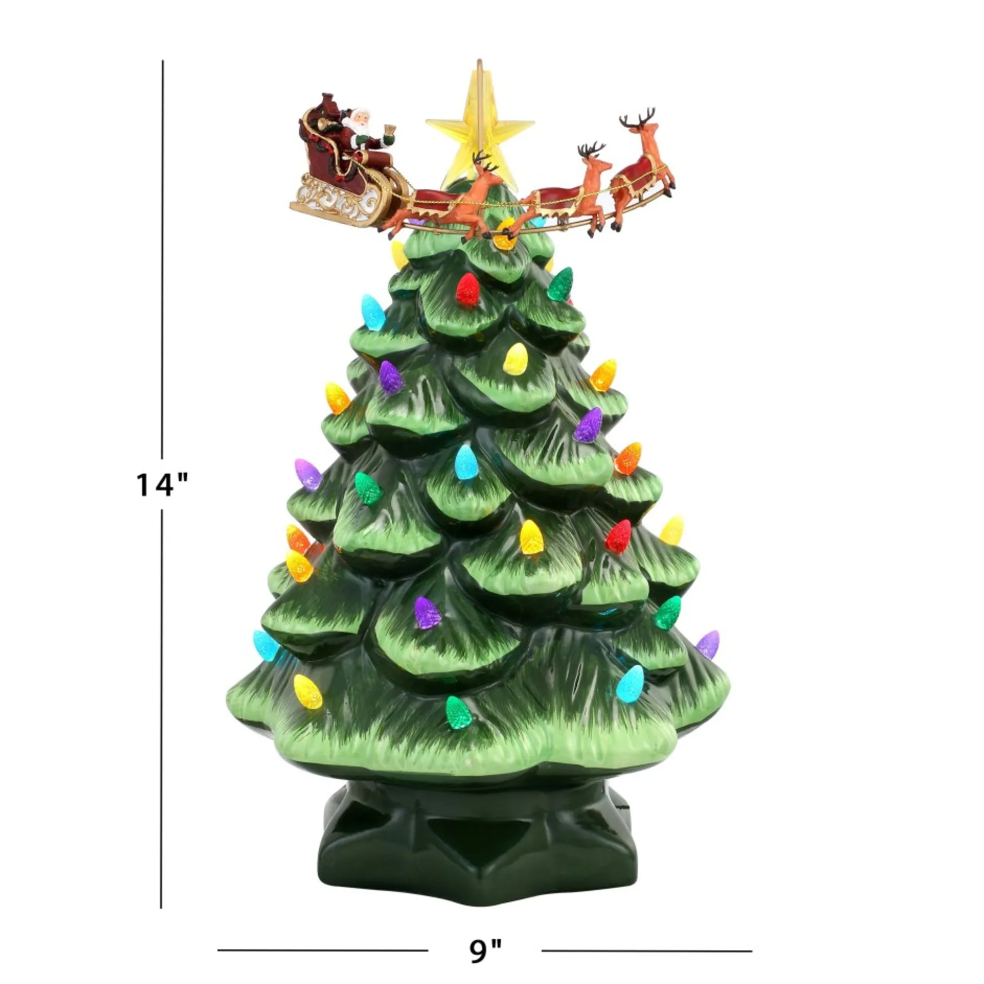 Clearance Mr. Christmas 14" Animated Nostalgic Ceramic Tree - Santa's Sleigh