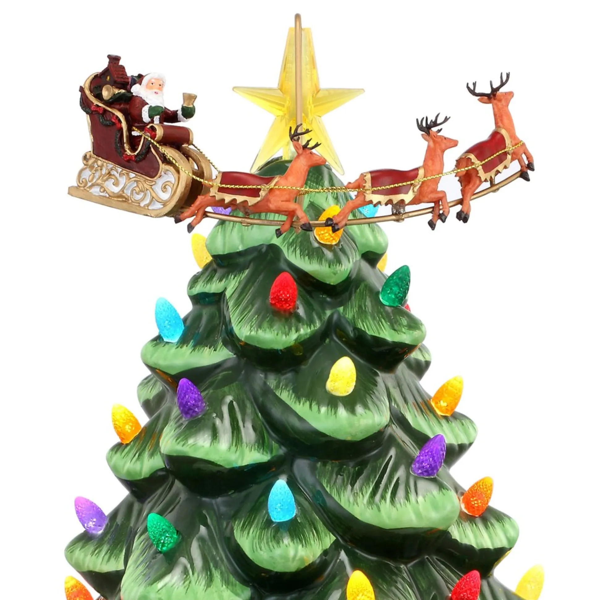 Clearance Mr. Christmas 14" Animated Nostalgic Ceramic Tree - Santa's Sleigh