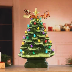 Store Mr. Christmas 14" Animated Nostalgic Ceramic Tree - Santa's Sleigh