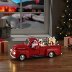 Fashion Mr. Christmas 14" Animated Nostalgic Red Truck - White Santa