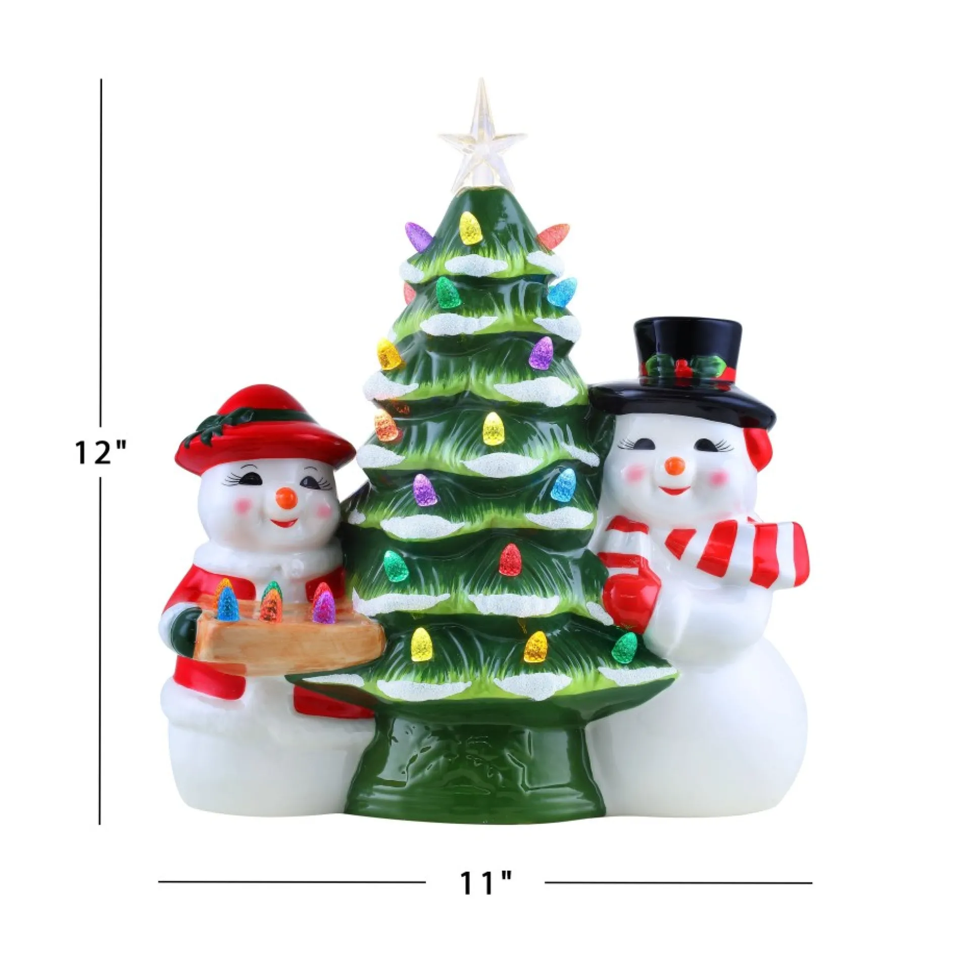 Best Sale Mr. Christmas 12" Mr & Mrs Snowman Nostalgic Ceramic Tree