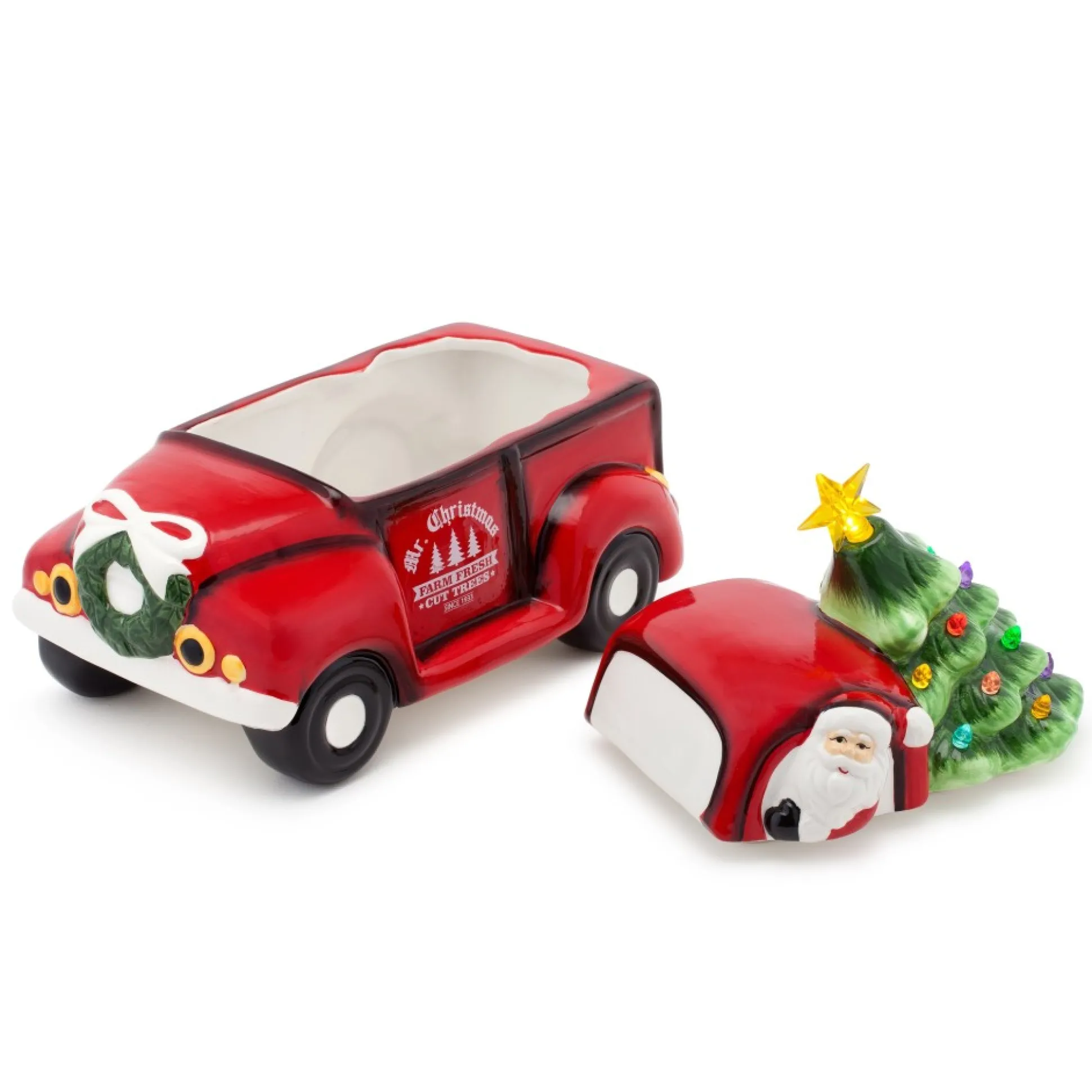 New Mr. Christmas 10.5" Nostalgic Ceramic Lit Truck Cookie Jar