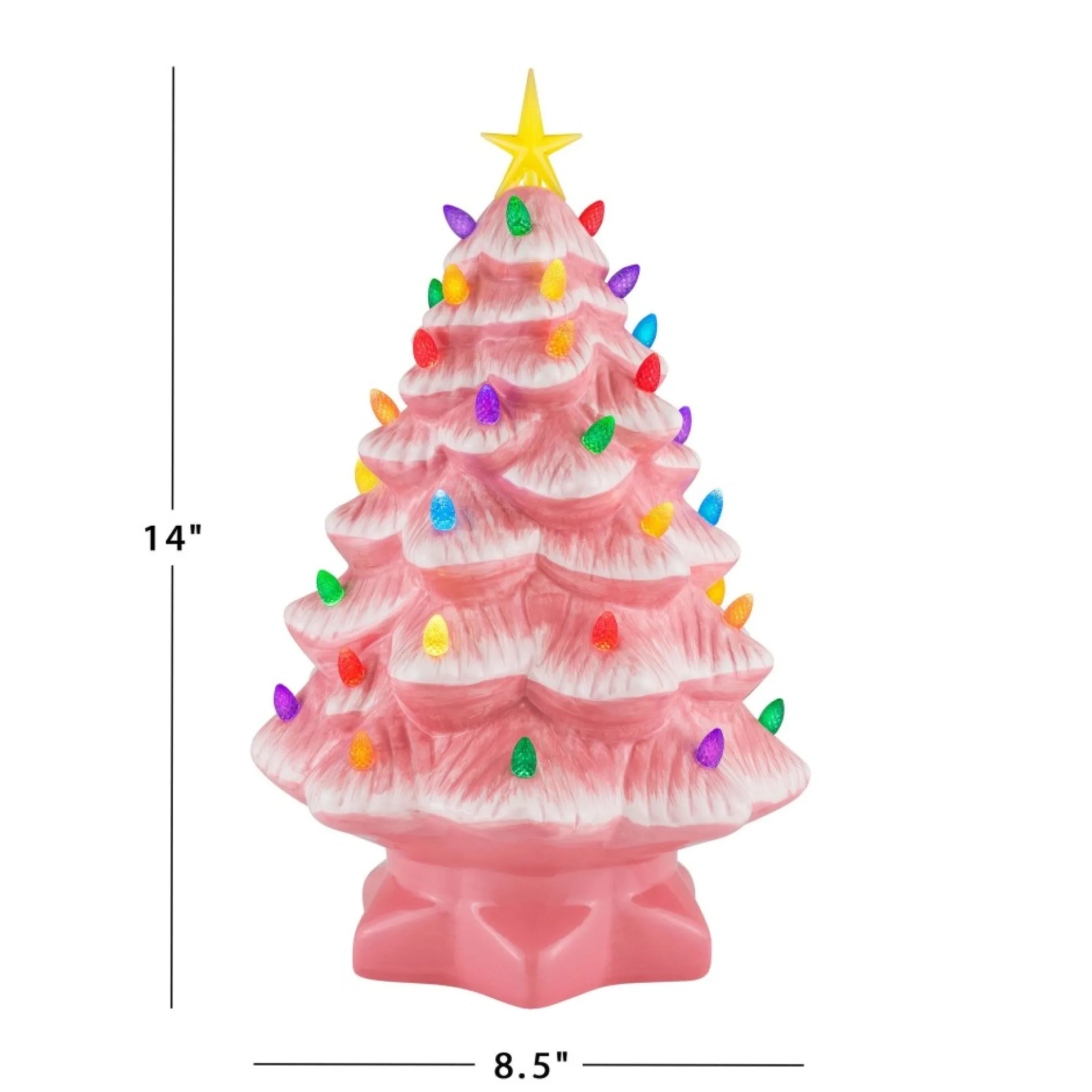 Fashion Mr. Christmas 14" Nostalgic Ceramic Tree - Pink