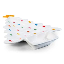 Sale Mr. Christmas 14.25'' Nostalgic Ceramic Tree Dip Platter - White