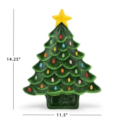 Clearance Mr. Christmas 14.25'' Nostalgic Ceramic Tree Dip Platter - Green