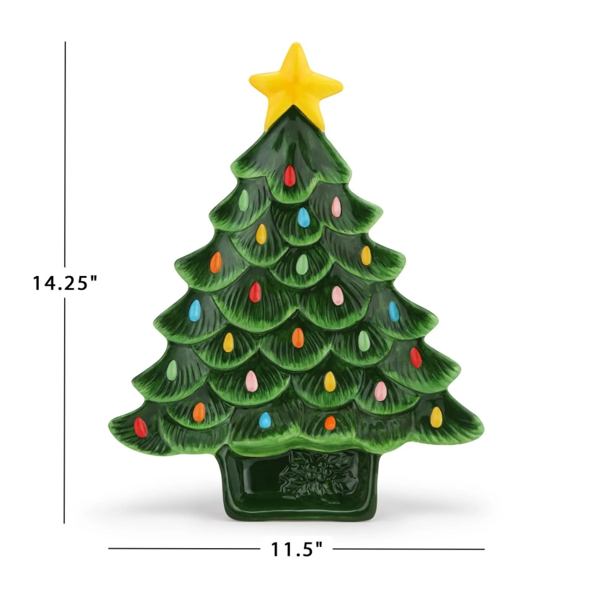 Clearance Mr. Christmas 14.25'' Nostalgic Ceramic Tree Dip Platter - Green