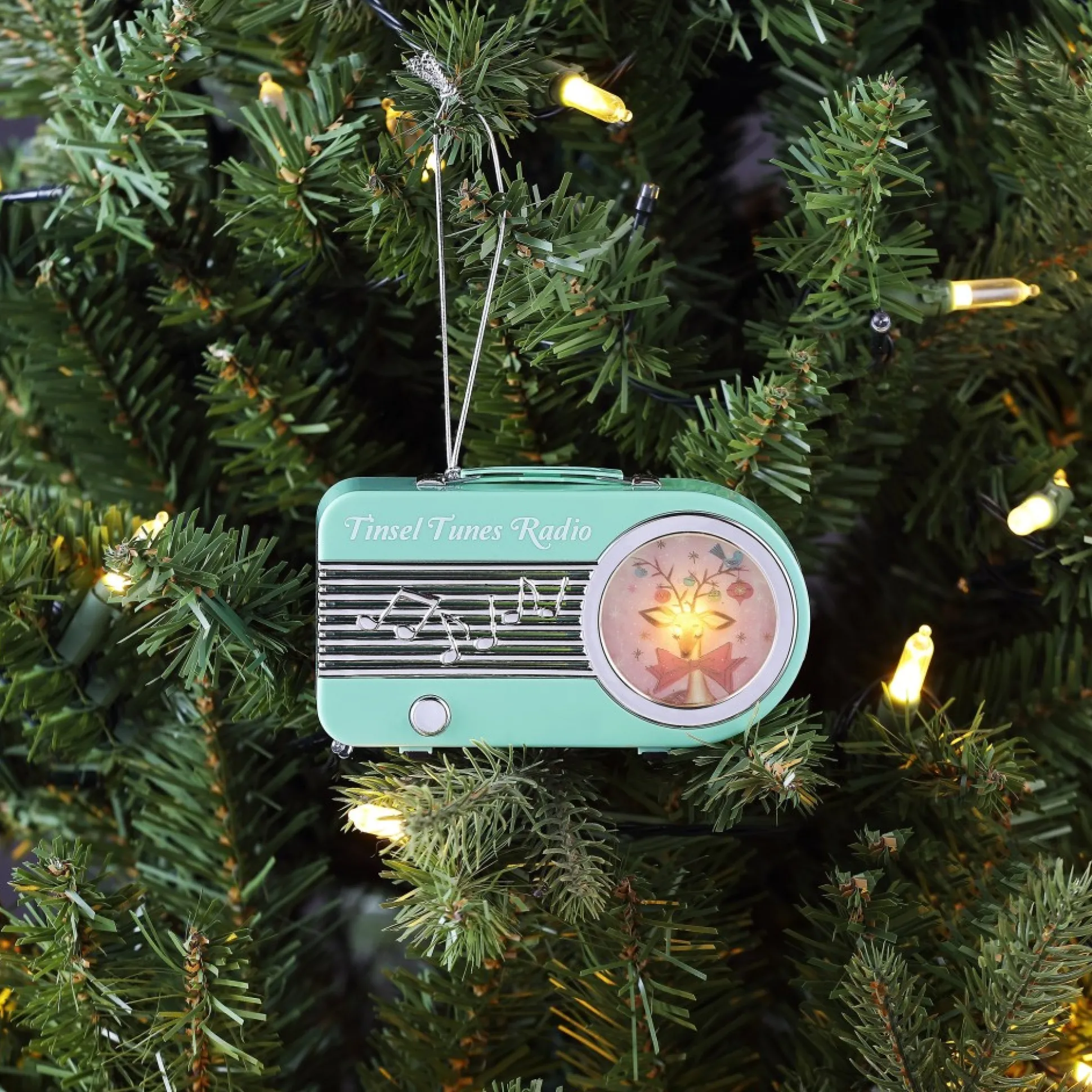 New Mr. Christmas 4.75" Retro Radio Ornament - Teal