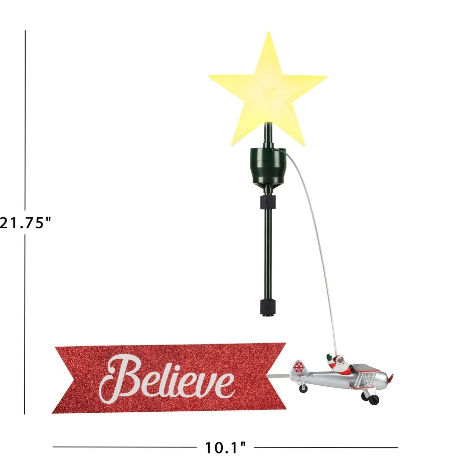 Cheap Mr. Christmas Animated Biplane Tree Topper With Banner - Black Santa