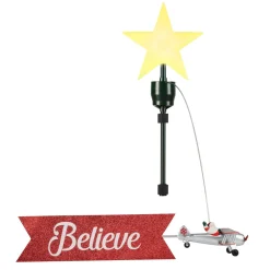 Online Mr. Christmas Animated Biplane Tree Topper With Banner - White Santa