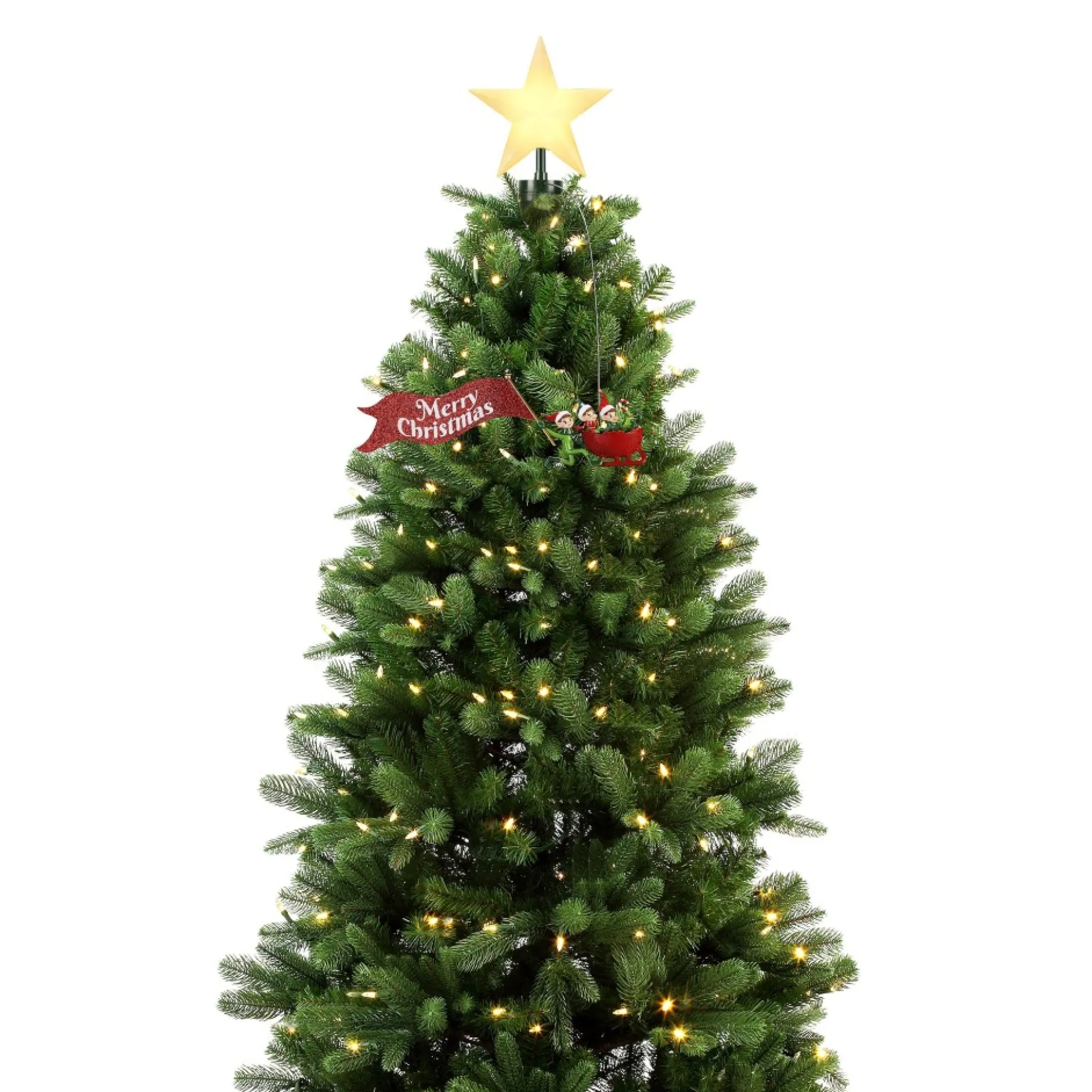 Cheap Mr. Christmas Animated Elves Sleigh Tree Topper With Banner