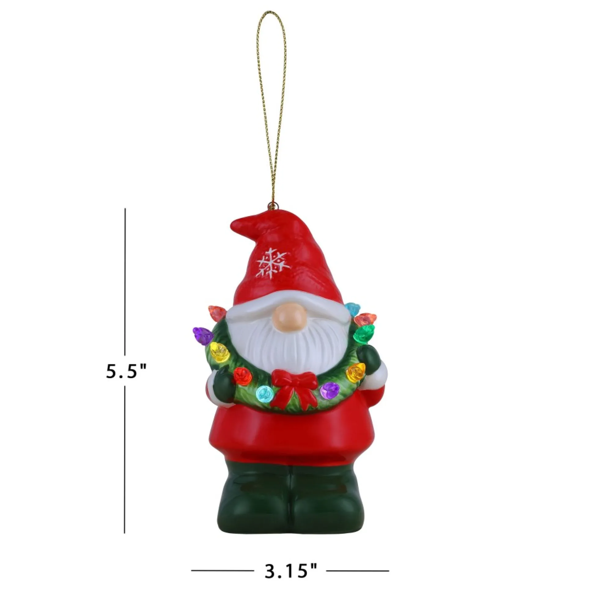 Clearance Mr. Christmas Mini Nostalgic Ceramic Figure - Gnome With Wreath