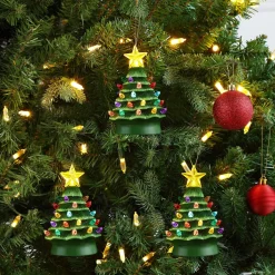 Outlet Mr. Christmas Set Of 3 Nostalgic Ceramic Tree Ornaments - Green