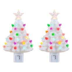Cheap Mr. Christmas Set Of 2 Nostalgic Ceramic Tree Nightlights - White